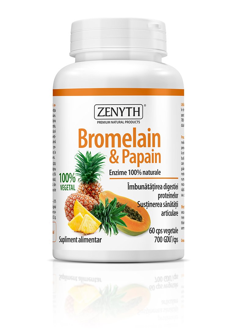 Bromelain & Papain, enzime digestive, 60 cps de la ZENYTH