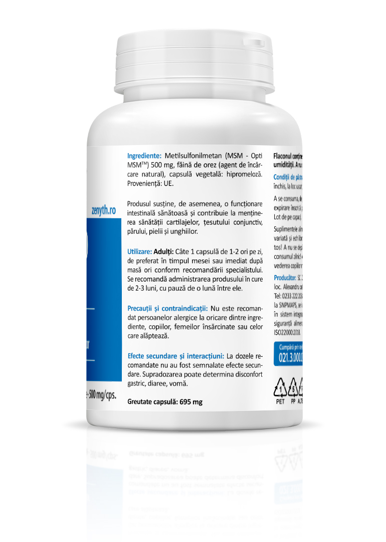 MSM mg (60 capsule), Zenyth Pharmaceuticals - scaune-ieftine.ro - Magazin Online