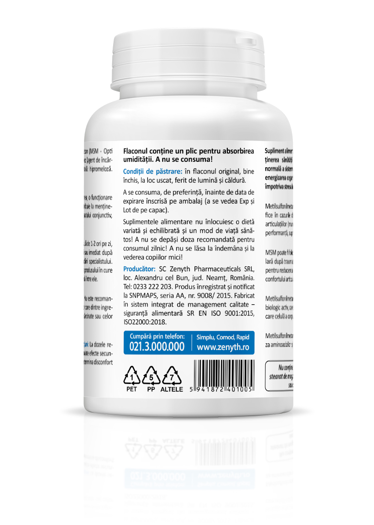 MSM mg (60 capsule), Zenyth Pharmaceuticals - tandress-studio.ro - Magazin Online