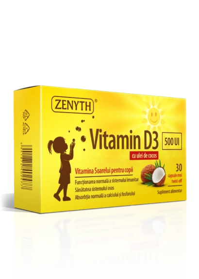 Vitamina D3 500 UI pentru copii, 30 capsule