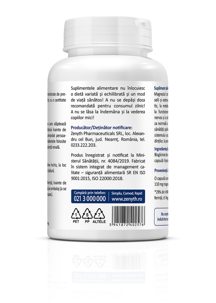 Magneziu Bisglicinat Zenyth, 90 capsule