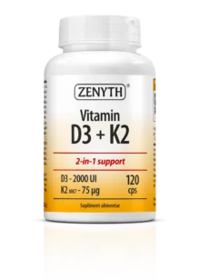 Vitamina D3 2000 UI + K2, 120 capsule