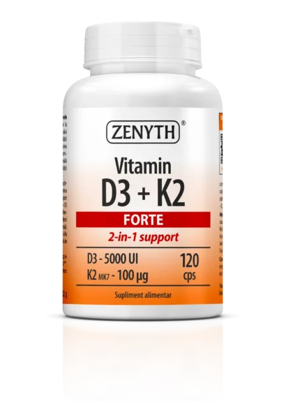 Vitamina D3 5000 UI + K2 Forte, 120 capsule
