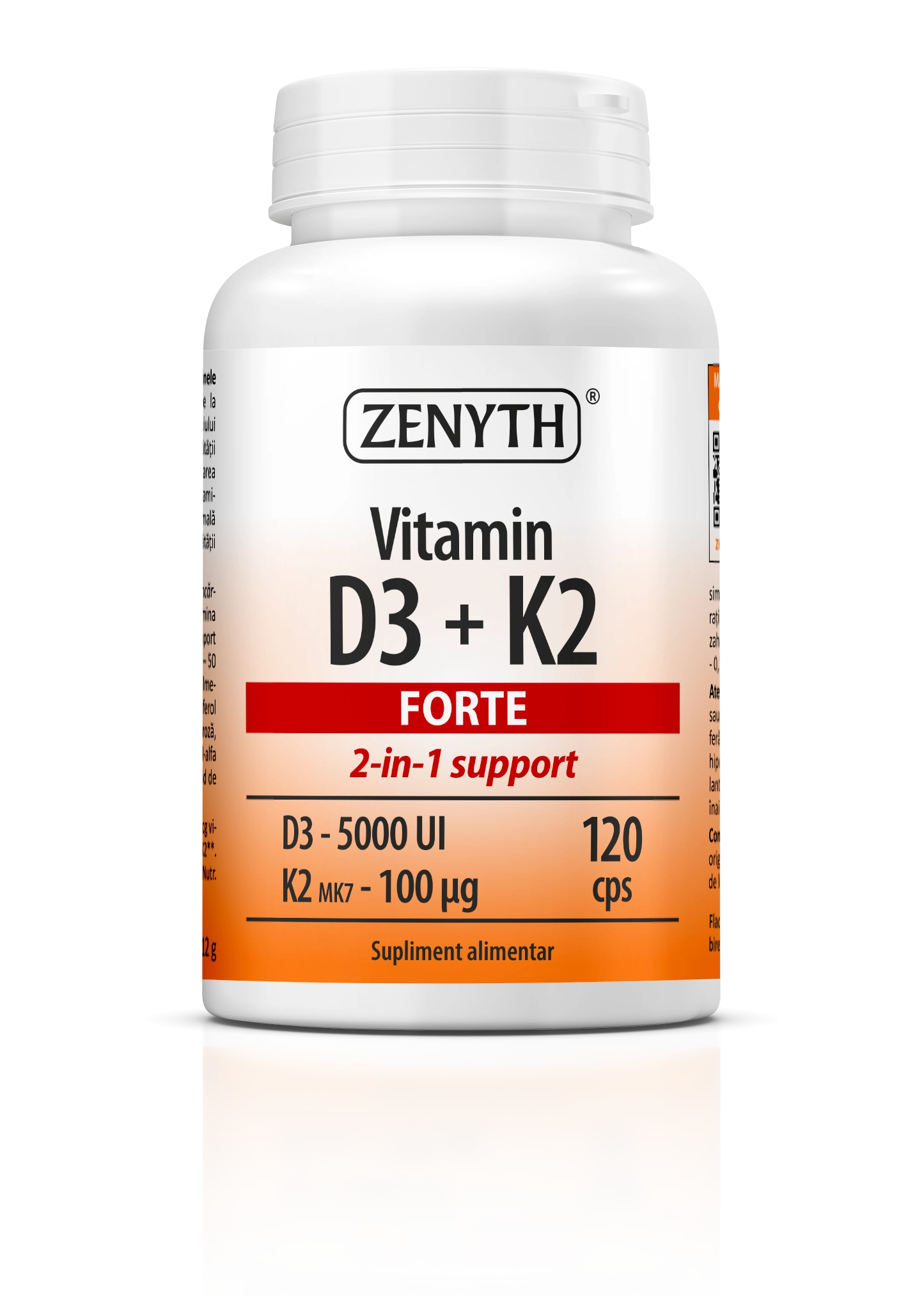 Vitamina D3 5000 UI + K2 Forte, 120 capsule